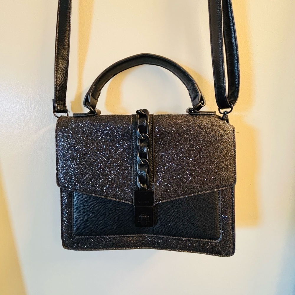 Aldo Black Glitter Satchel